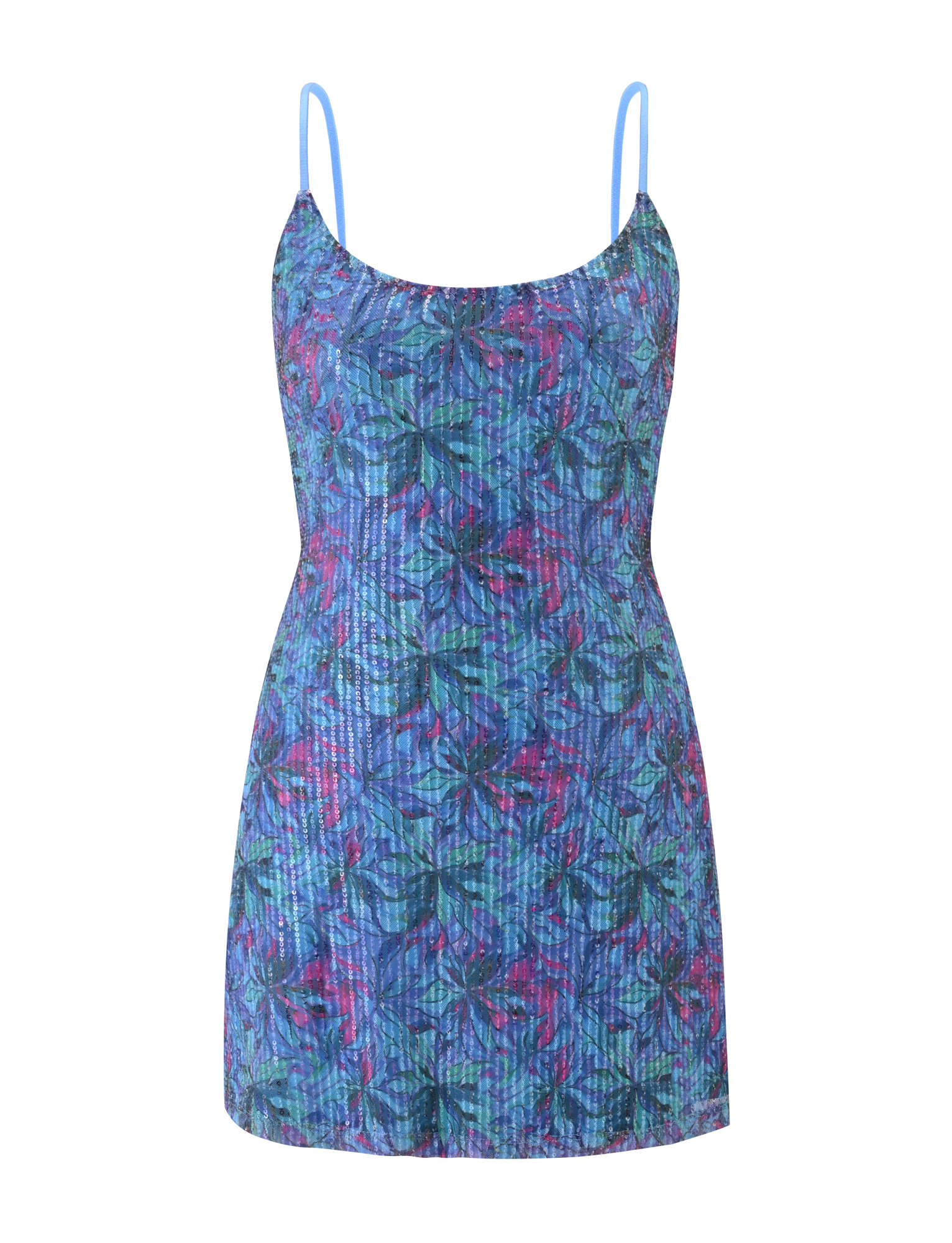 ZEINA MINI DRESS - BLUE FLORAL SEQUIN - Image 7