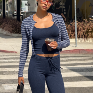 TIMARA CARDIGAN - NAVY STRIPE