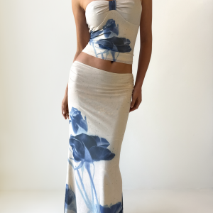 JANIS MAXI SKIRT - INDIGO FLORAL