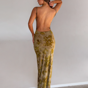 SPARROW MAXI DRESS - GREEN BURNOUT