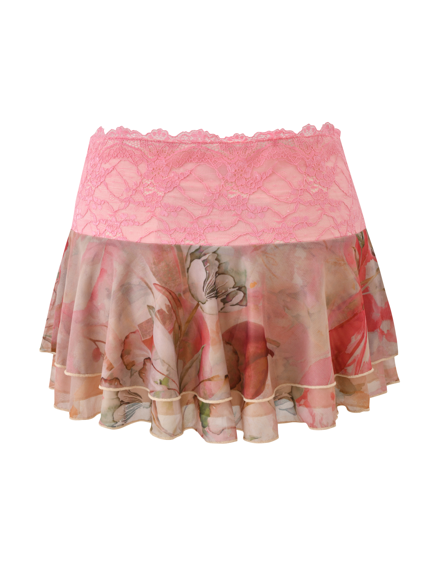 DUNE MESH MINI SKIRT - WATERCOLOUR FLORAL - Image 7