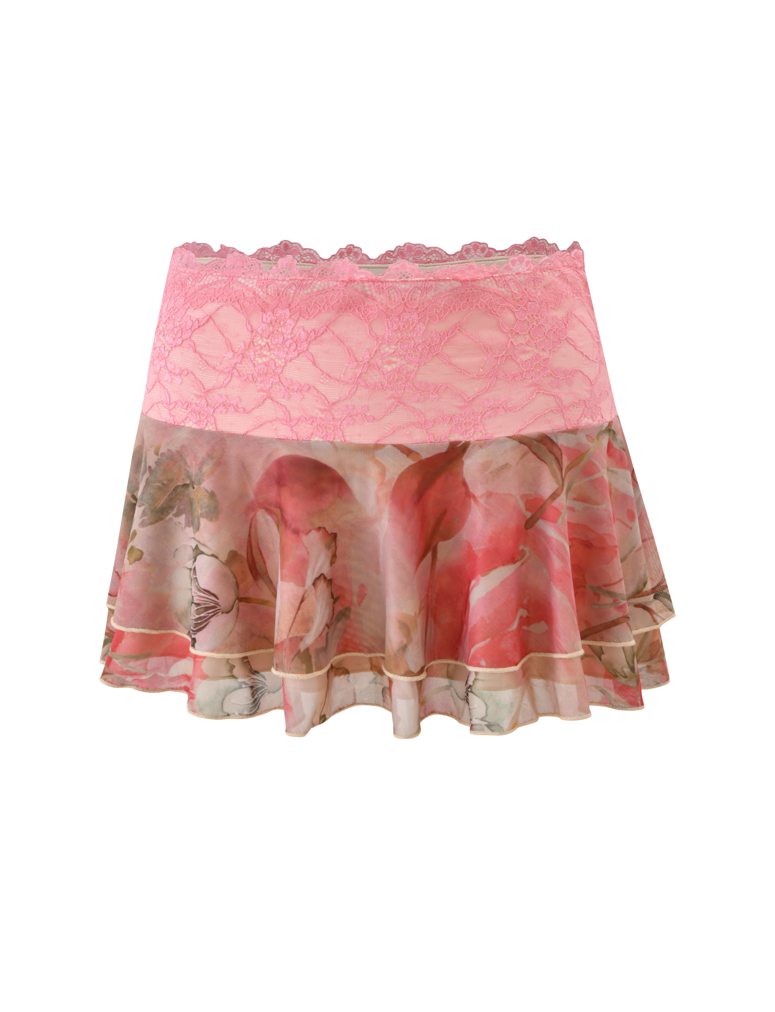 DUNE MESH MINI SKIRT - WATERCOLOUR FLORAL - Image 6