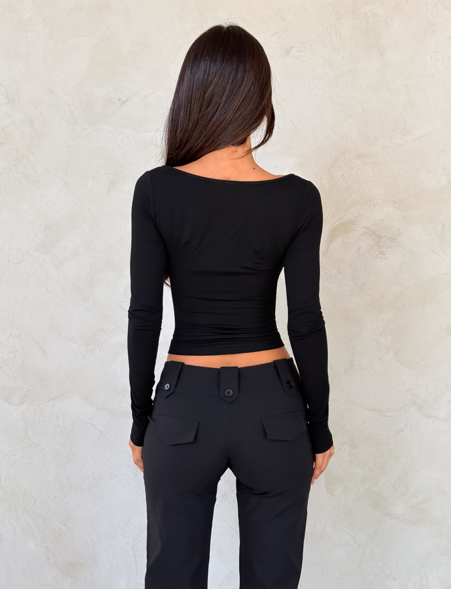DAMELA LONG SLEEVE TOP - BLACK - Image 5