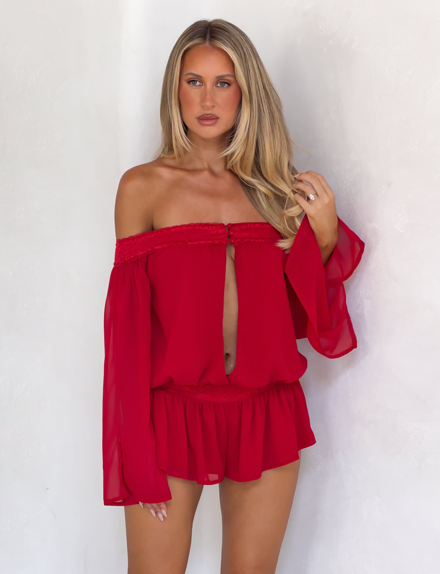 TESSIE PLAYSUIT - RED - Image 2