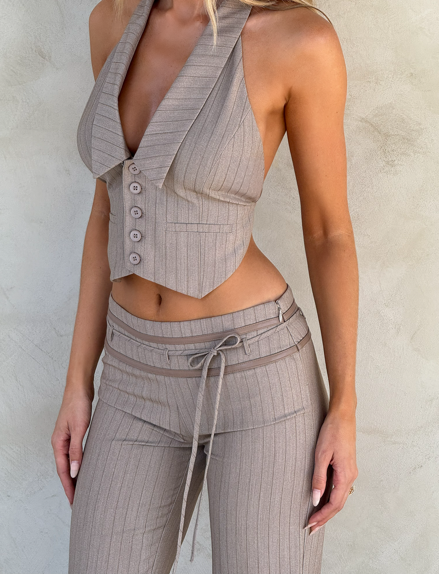 FEDRA VEST - TAN PINSTRIPE - Image 6