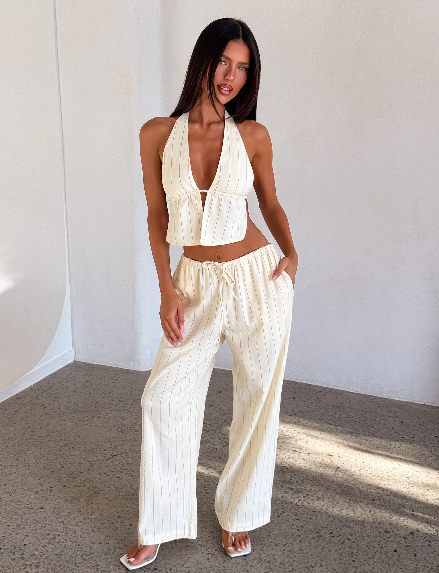 LAINEY PANT - BEIGE STRIPE - Image 3