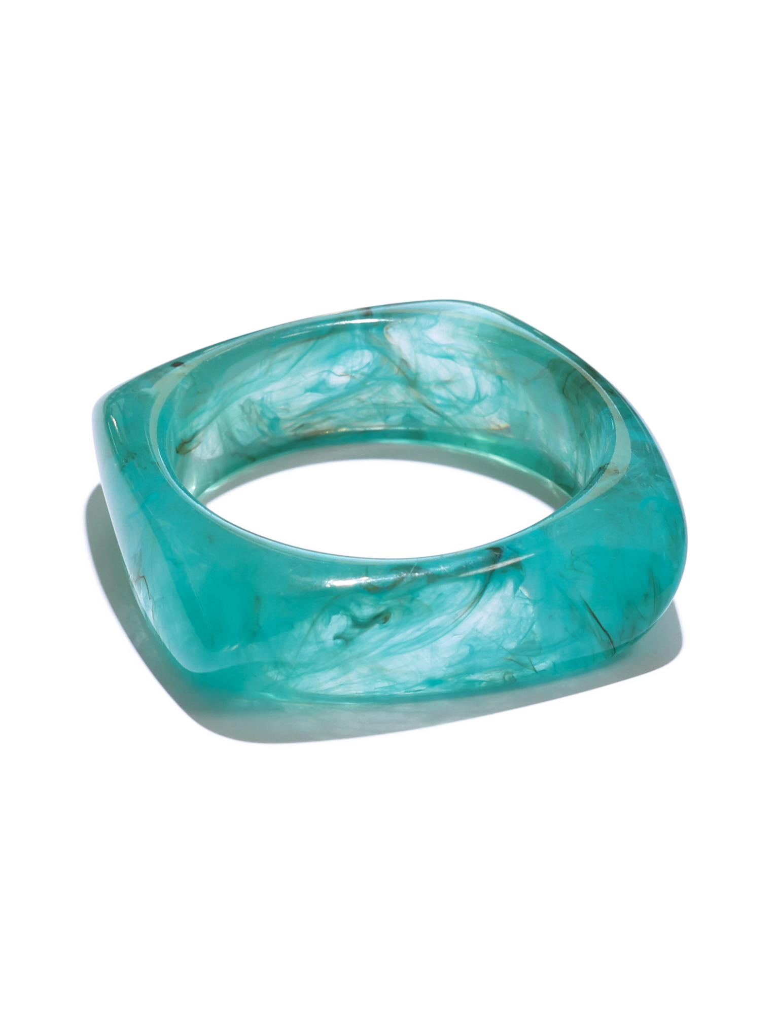 TIA CHUNKY 2PC RESIN BANGLE SET - CREAM / BLUE RESIN - Image 6