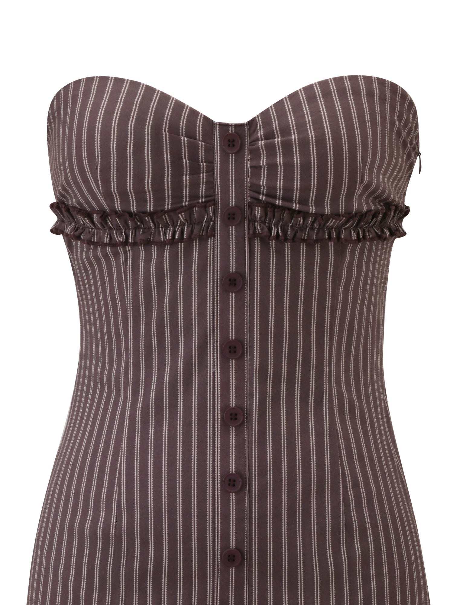 KITTIE STRAPLESS DRESS - BROWN AND CREAM STRIPE - Image 8