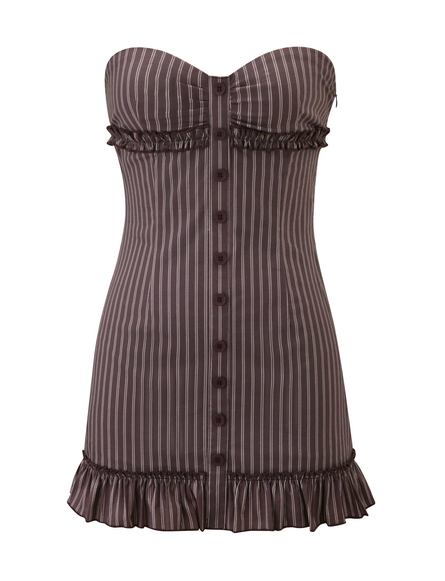KITTIE STRAPLESS DRESS - BROWN AND CREAM STRIPE - Image 6