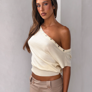 TYLA SLEEVELESS KNIT TOP - CREAM