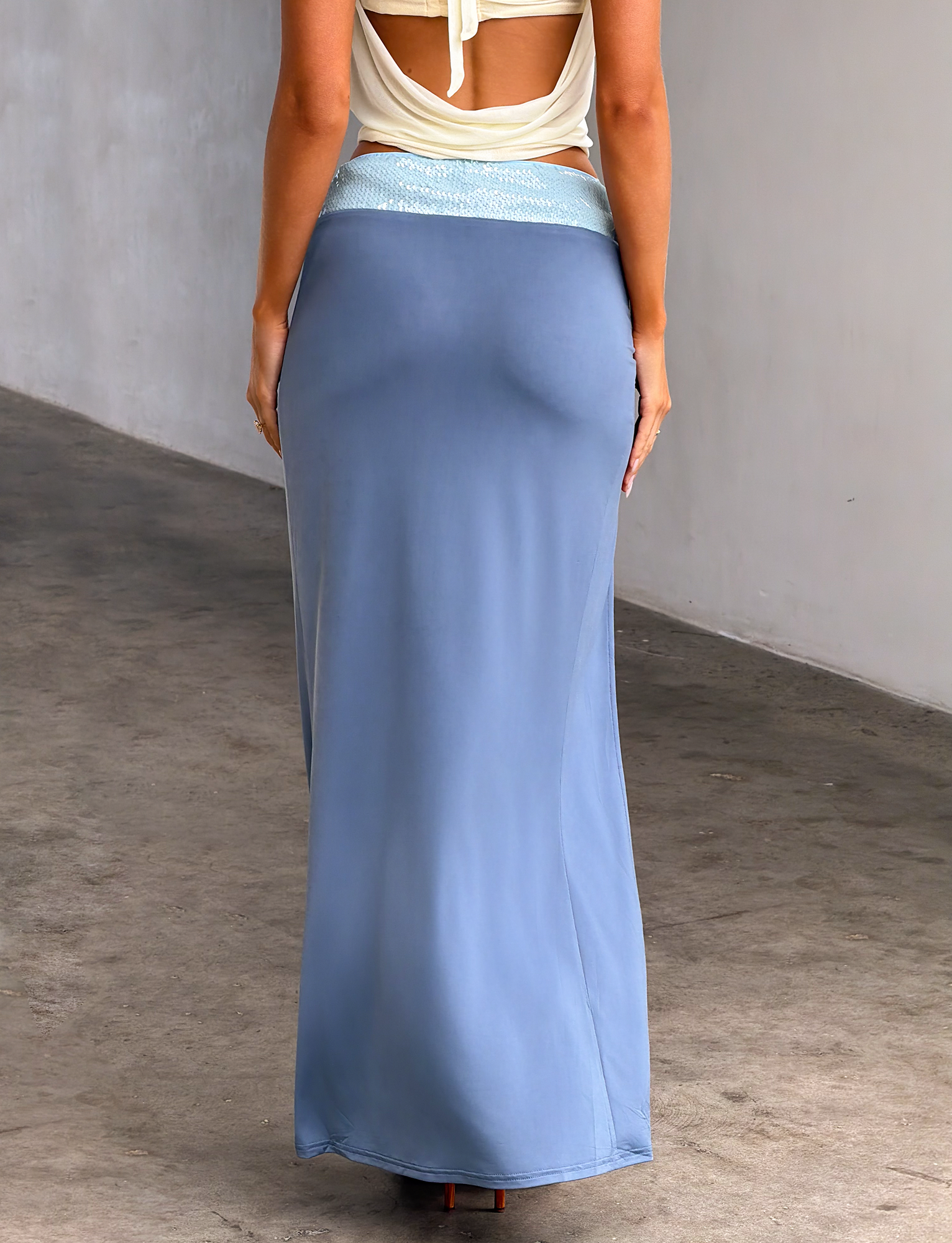 THARA MAXI SKIRT - SLATE BLUE - Image 6