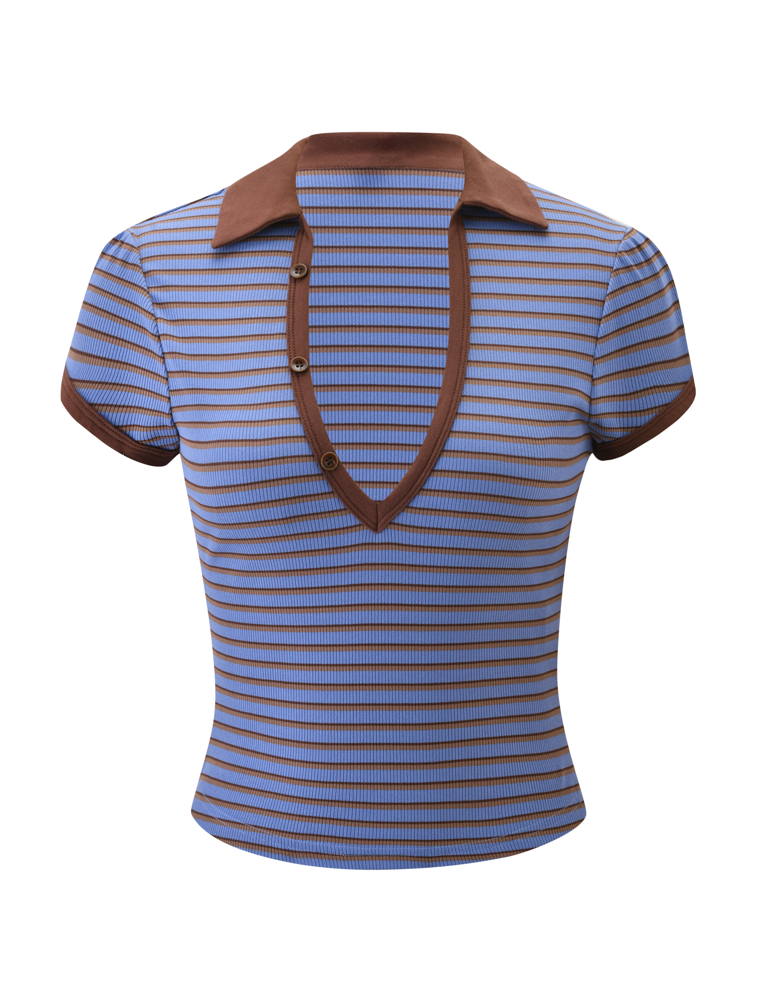KAYDIN TOP - BLUE AND BROWN STRIPE - Image 7