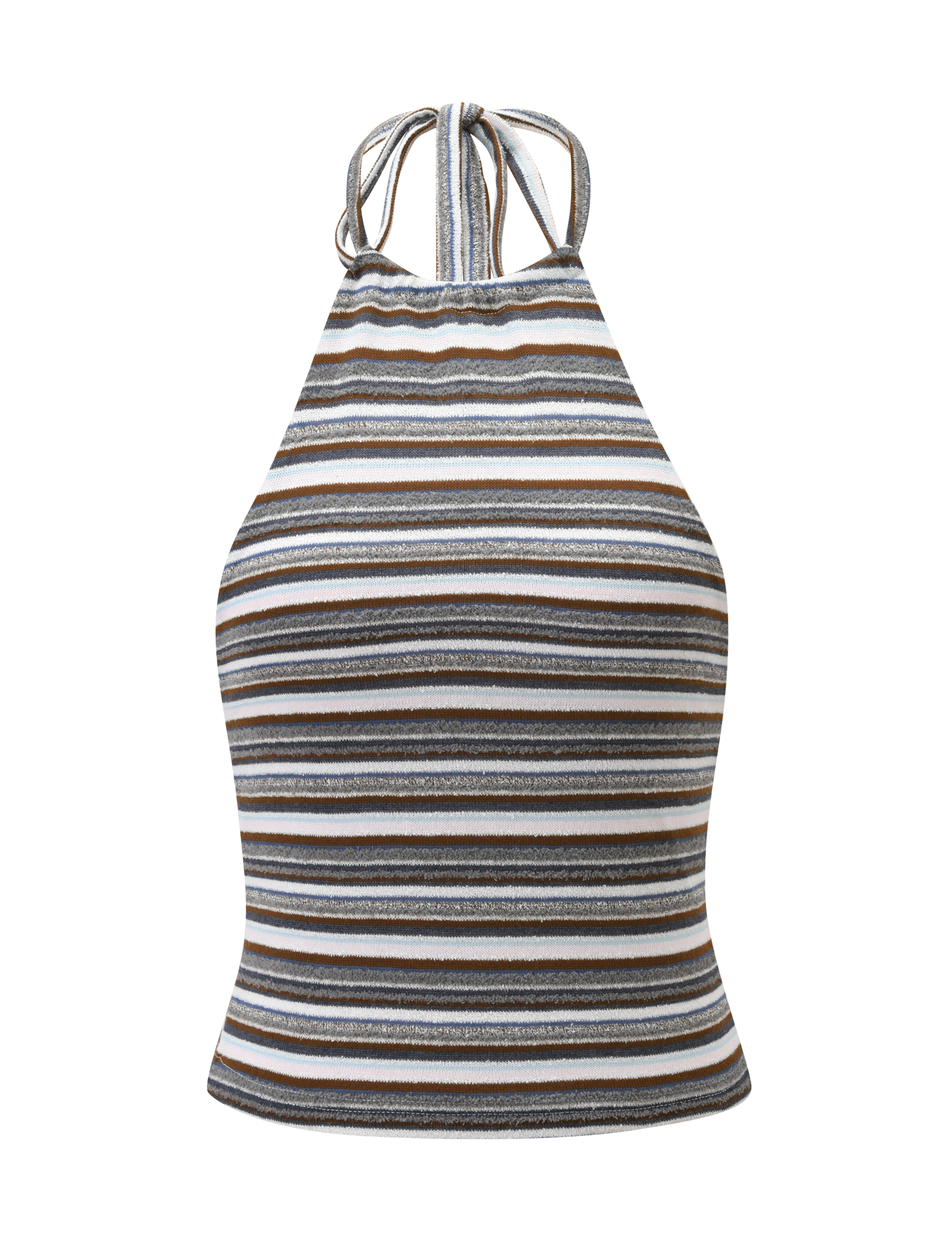 DILLON HALTER TOP - BLUE AND BROWN STRIPE - Image 8