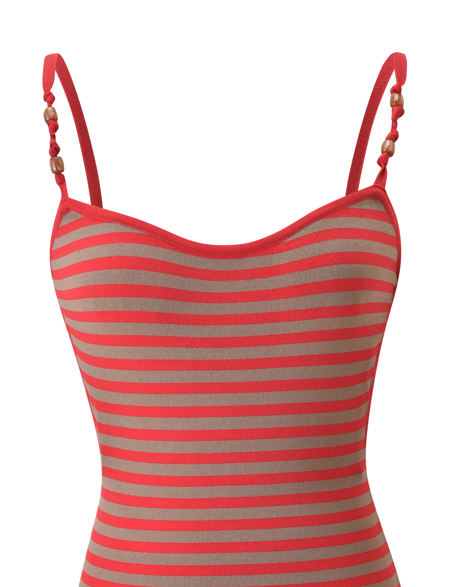 REVERIE KNIT BEADED MINI DRESS - RED MUSHROOM STRIPE - Image 9