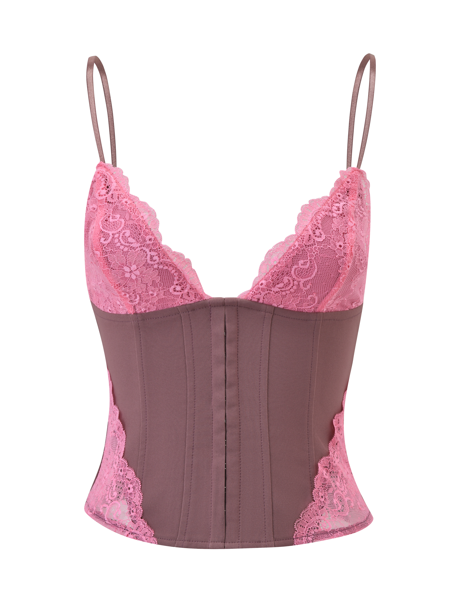 MARGARITA LACE TRIANGLE CORSET - BROWN - Image 8