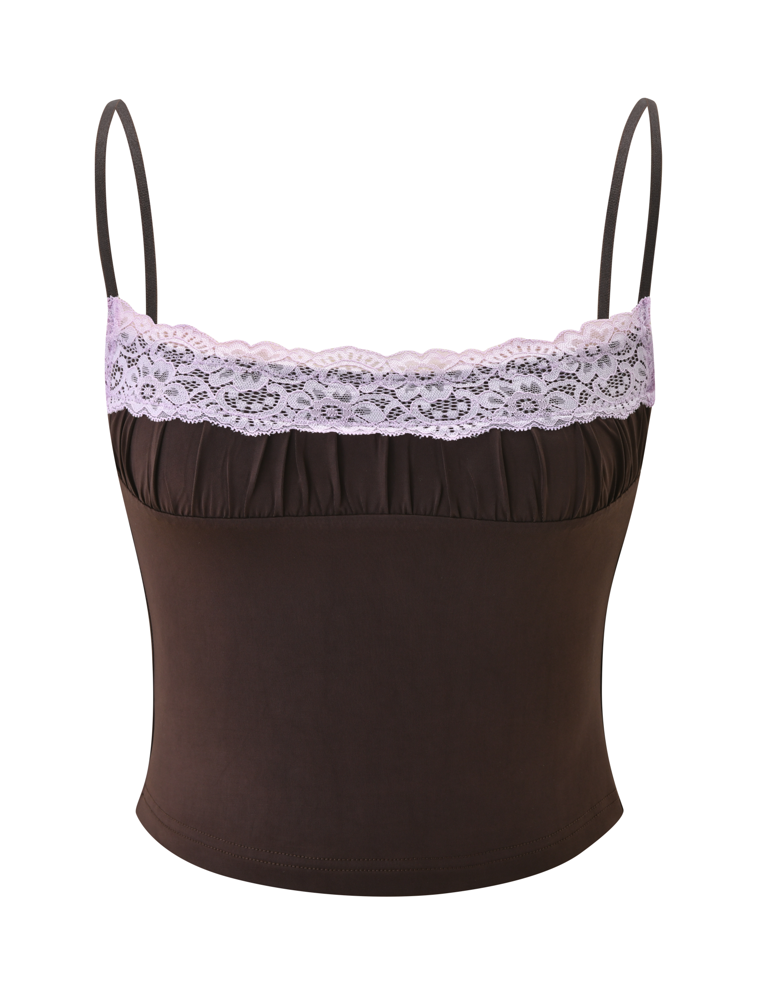 PARISA LACE RUCHED CAMI - BROWN AND LILAC - Image 6