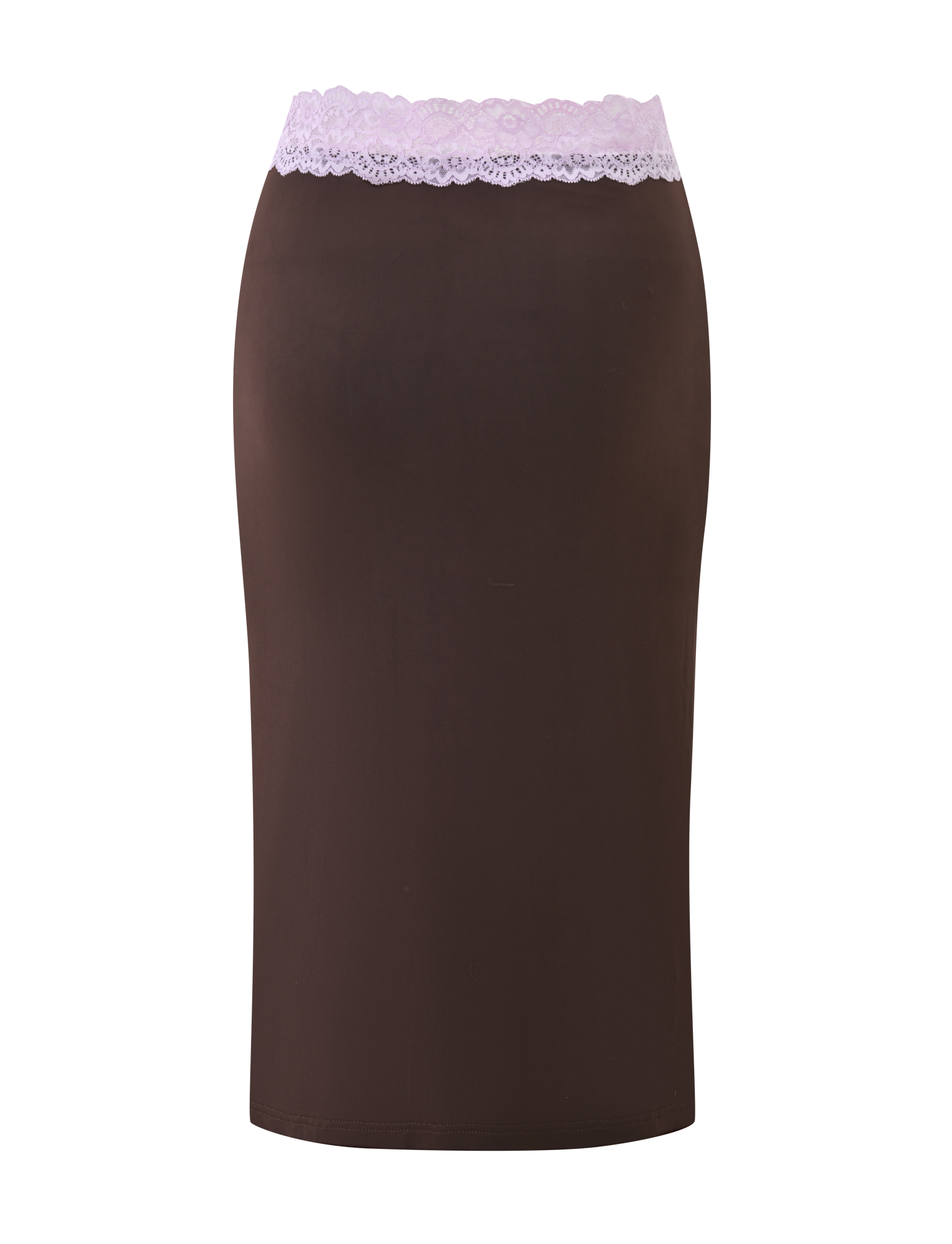 PARISA LACE TRIM MIDI SKIRT - BROWN AND LILAC - Image 6