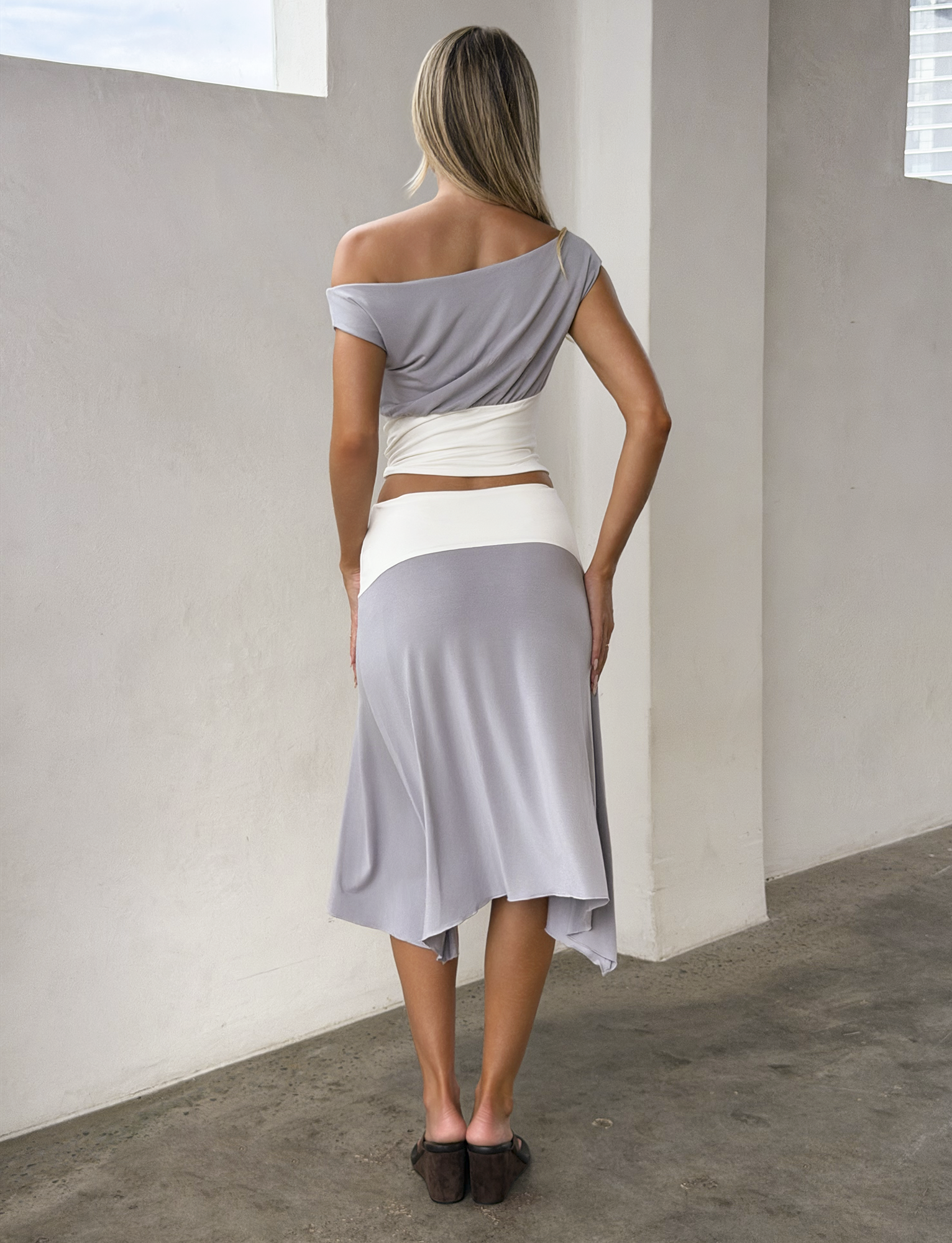 ALYSSA HI LO SKIRT - GREY - Image 4
