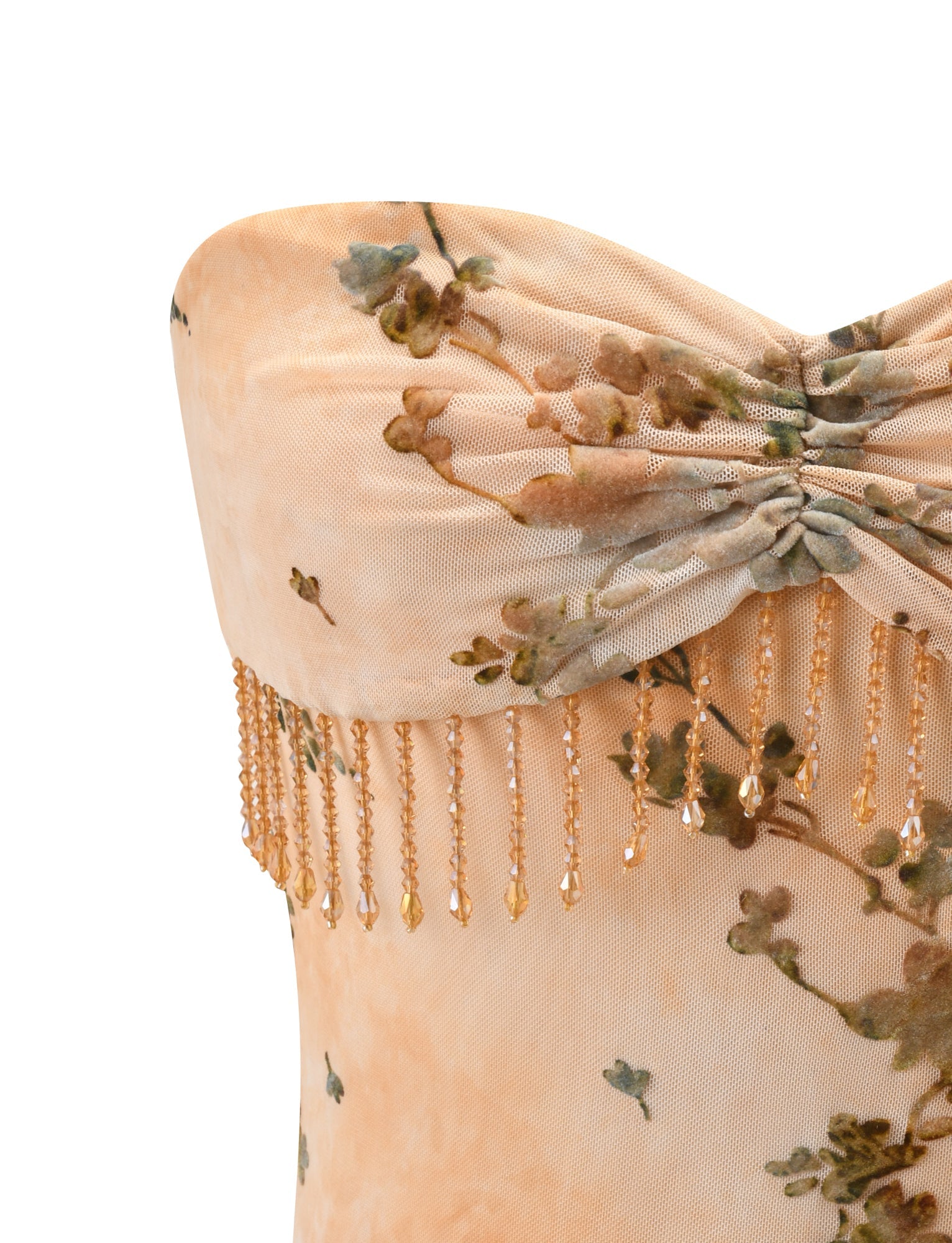 OONA BURN OUT FRINGE TOP - TAN - Image 9
