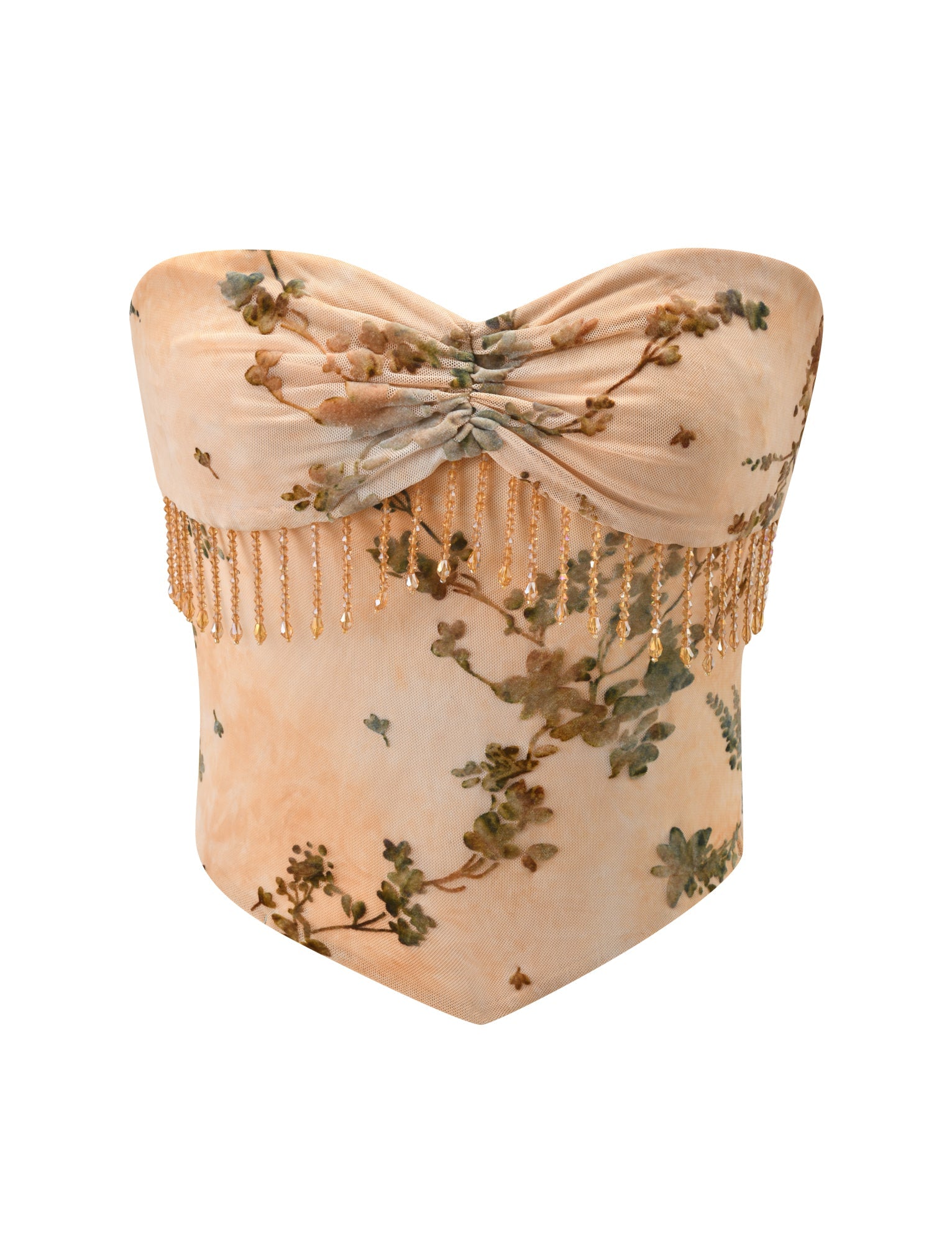 OONA BURN OUT FRINGE TOP - TAN - Image 7