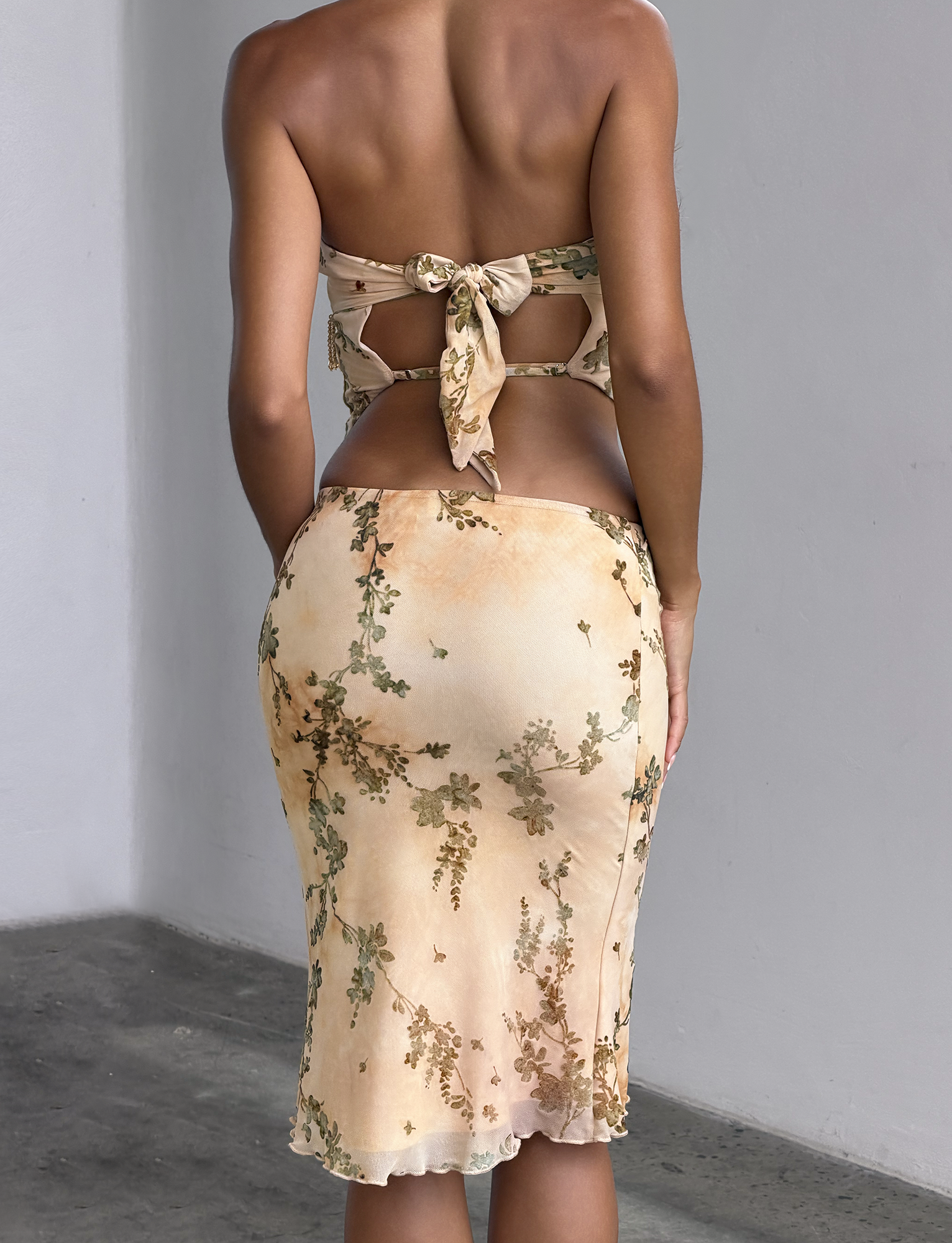 OONA BURN OUT FRINGE TOP - TAN - Image 6