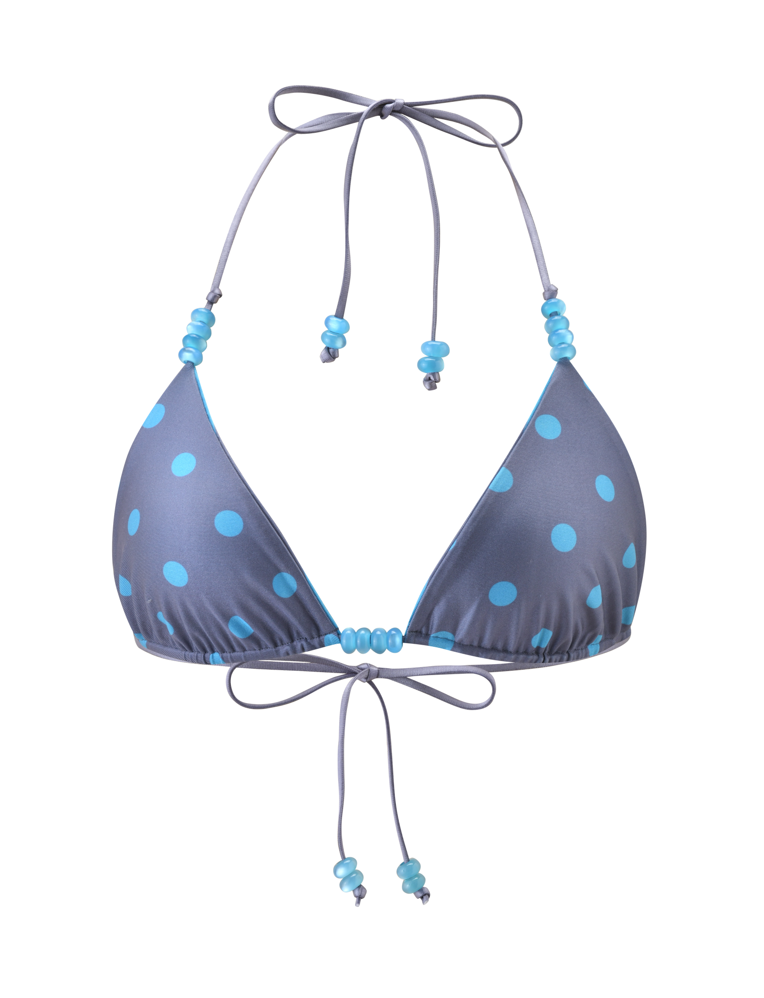 FINLEA REVERSIBLE BIKINI TOP - BLUE GREY DOT AND STRIPE - Image 9