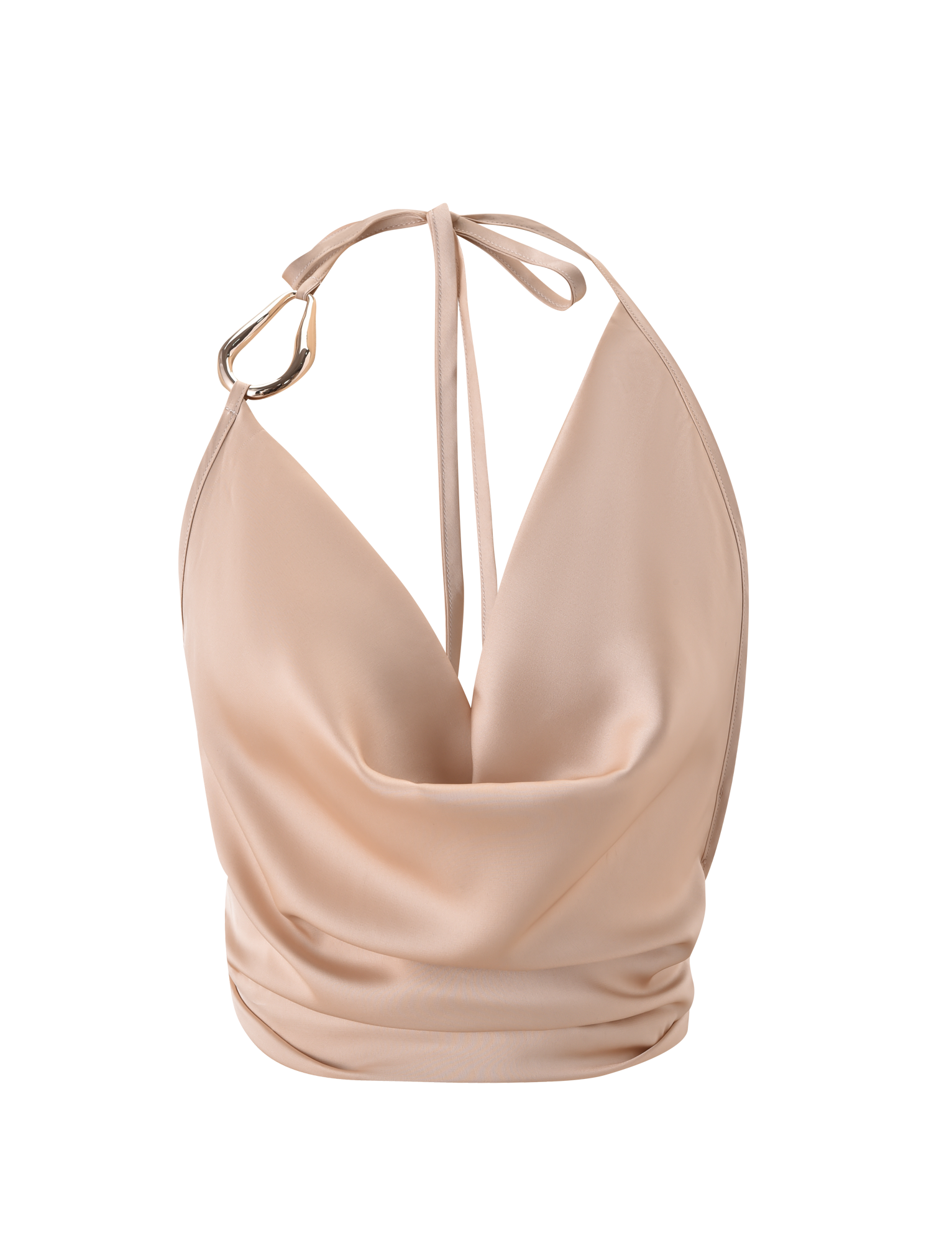 CYRENE SATIN COWL TOP - GOLD - Image 8