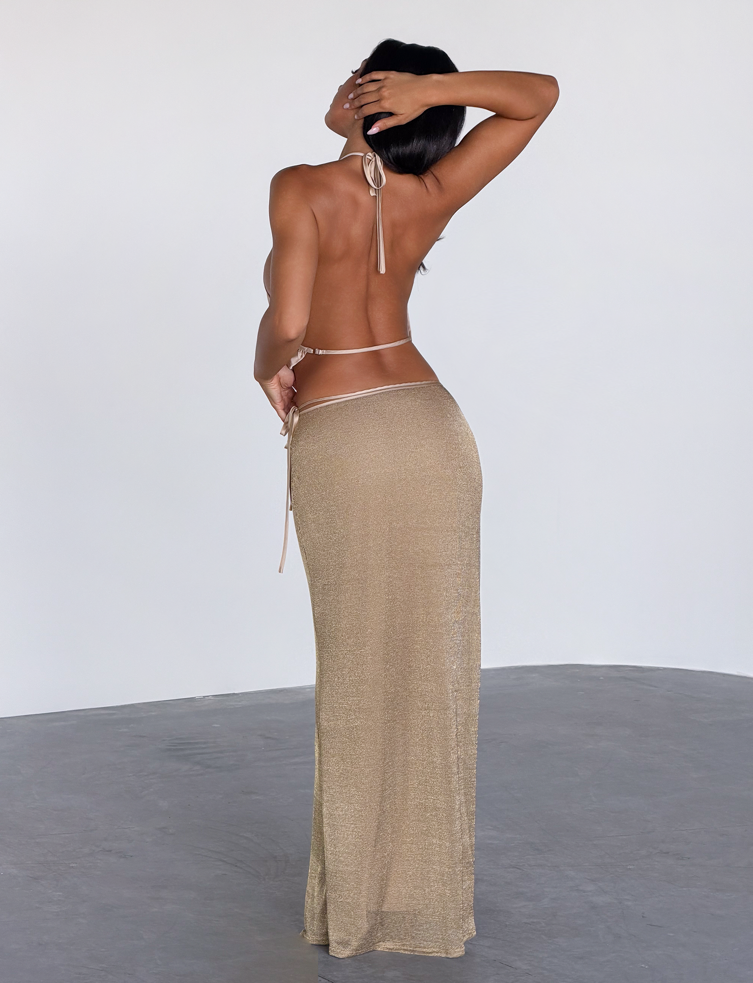 CYRENE SATIN COWL TOP - GOLD - Image 4