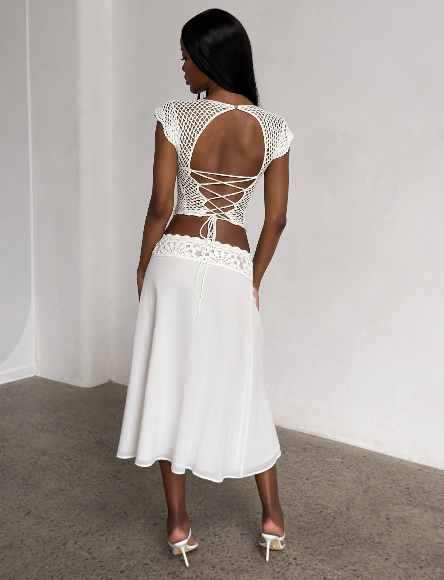 SASHA MIDI SKIRT - IVORY - Image 5