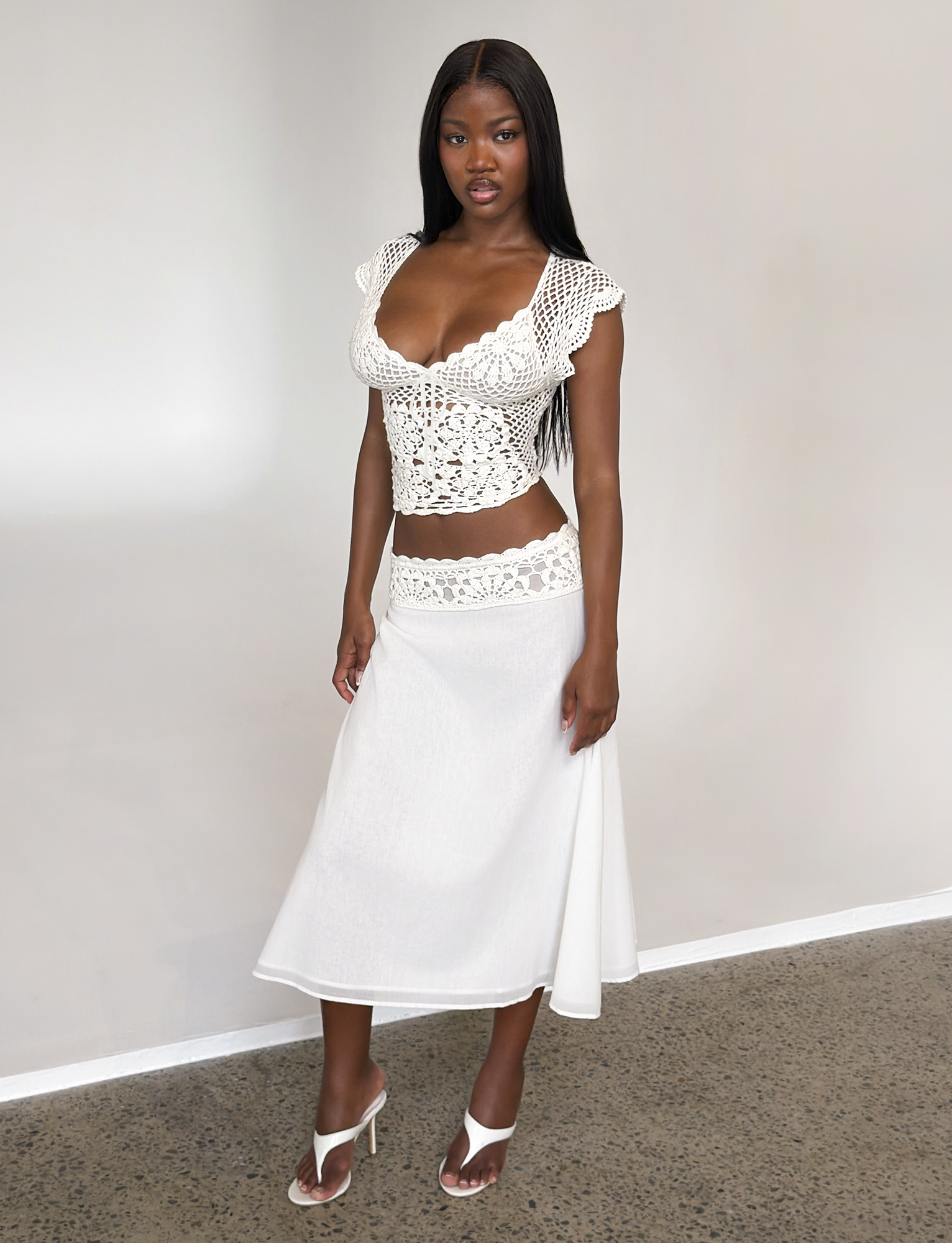 SASHA MIDI SKIRT - IVORY - Image 3