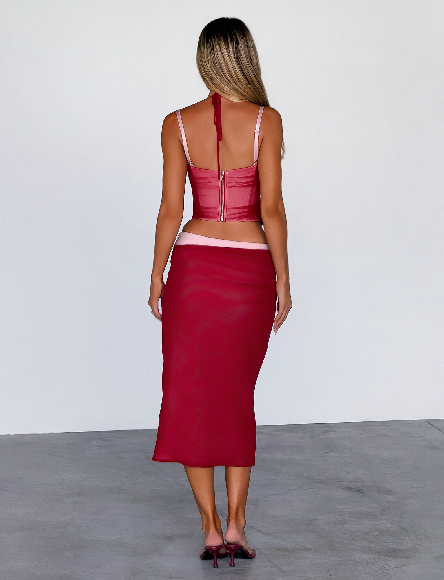 CALINE MIDI SKIRT - RED - Image 5