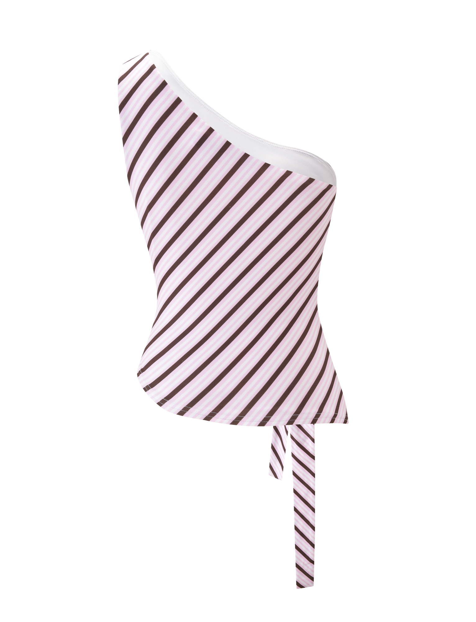 LYLE ONE SHOULDER TOP - PINK STRIPE - Image 7