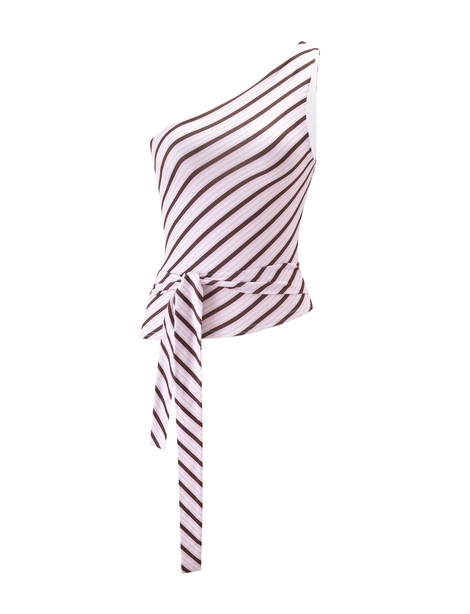 LYLE ONE SHOULDER TOP - PINK STRIPE - Image 6