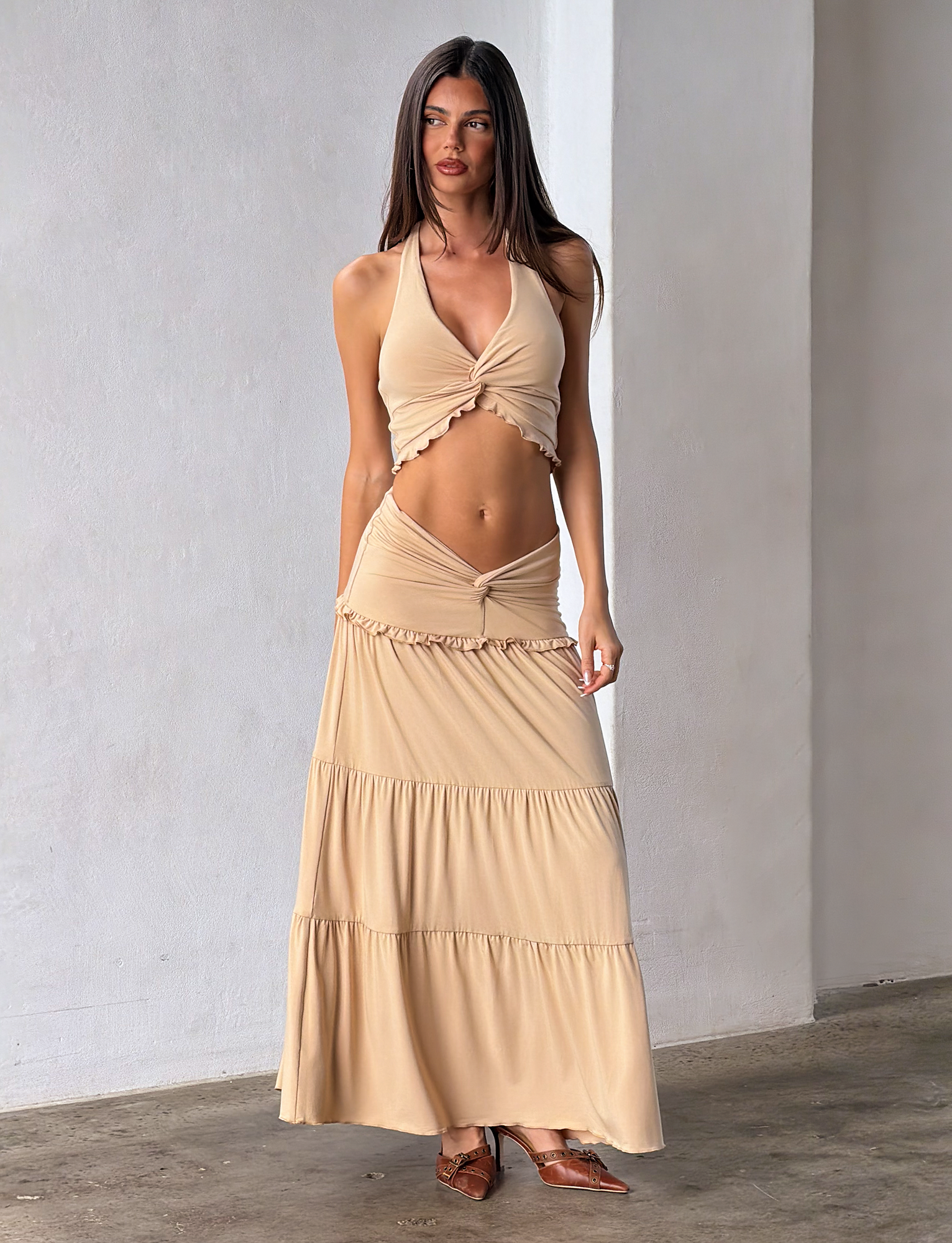KATYA MAXI SKIRT - TAN - Image 4
