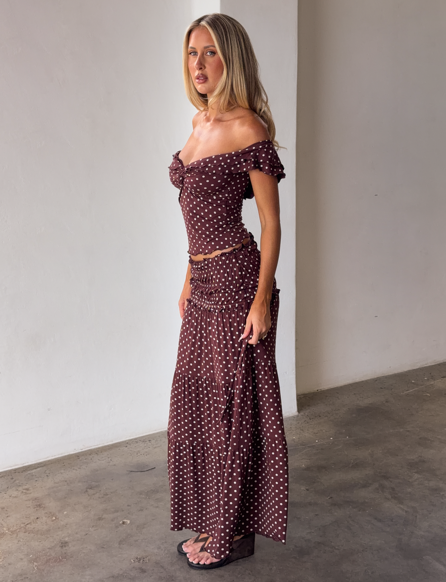 DENALI MAXI SKIRT - BROWN DOT - Image 4